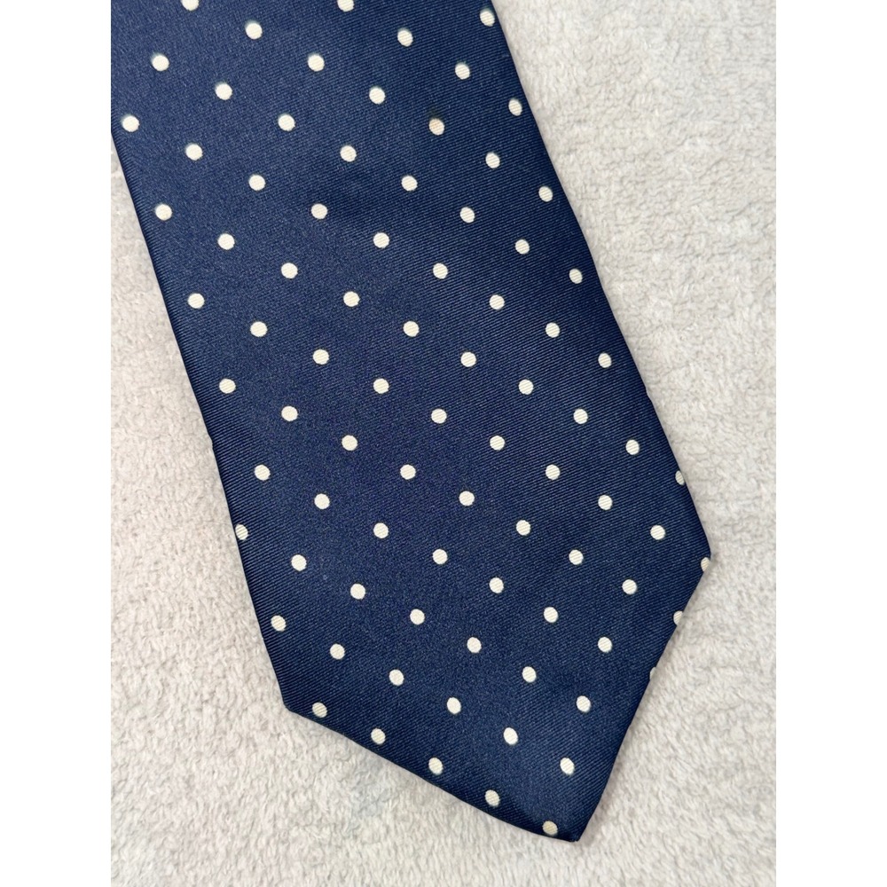 Bert Pulitzer Mens Navy Blue White Polka Dot Silk Tie USA Made‎ Classic Necktie